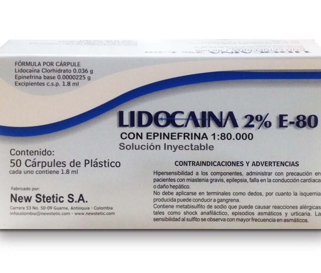 NS ANESTESIA LIDOCAINA 2% E-80 POR CAJA