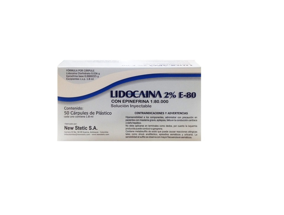 NS ANESTESIA LIDOCAINA 2% E-80 POR CAJA